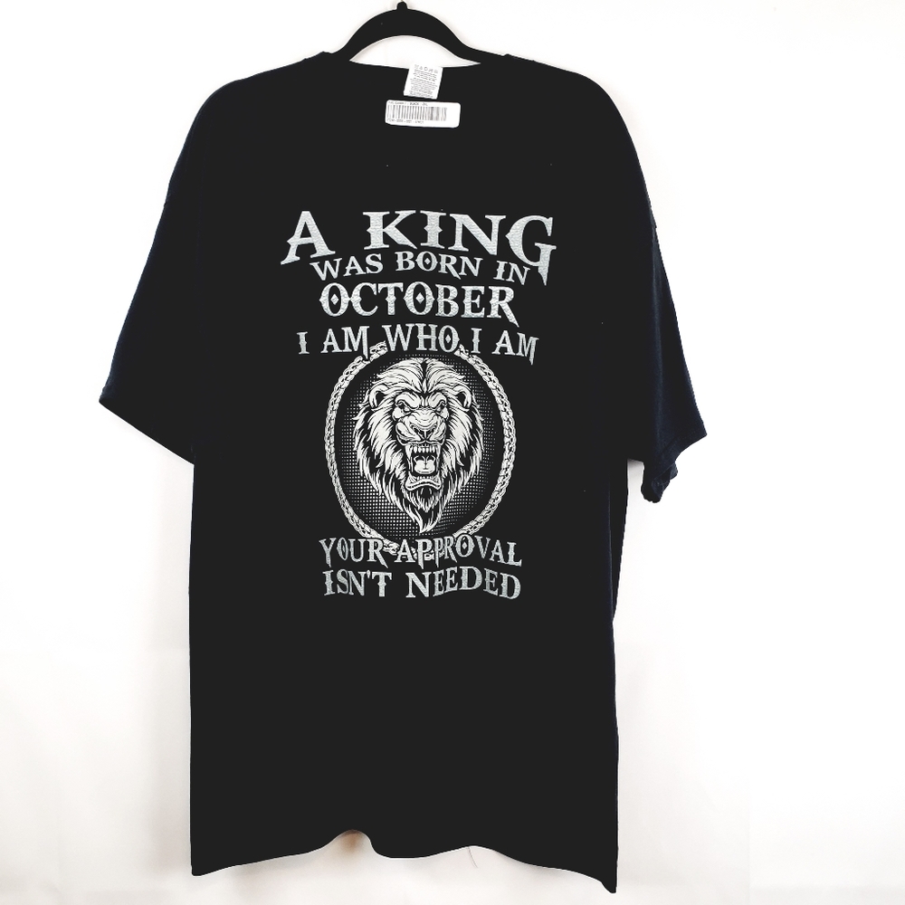Mens graphic T Shirt king born in October Cotton size 2XL